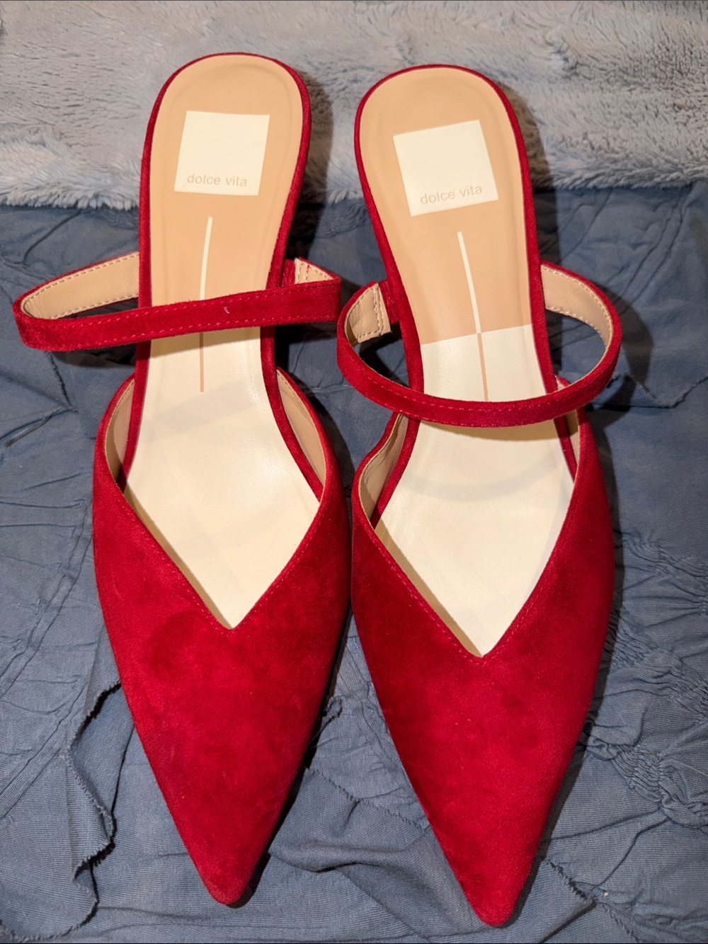 Dolce Vita Red Suede Pointed Toe Mary Jane Mules